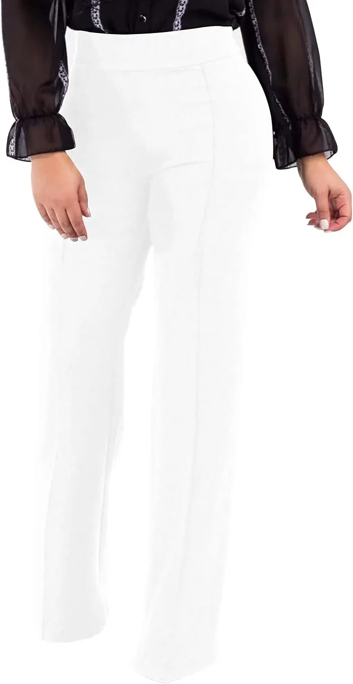 Women's High Waisted Stretchy Bootcut Pull On Dress Pants Casual Work Pants Fitted Trousers