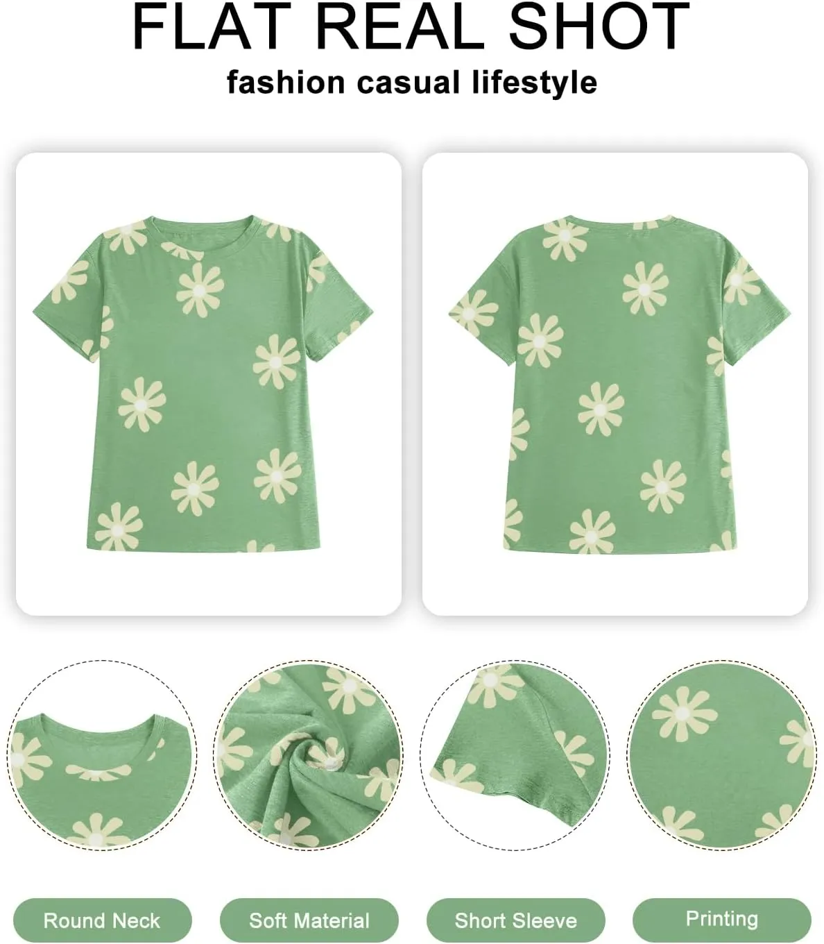 Womens Plus Size Daisy Graphic T-Shirt Summer Flower Cute Short Sleeve Shirts Casual Loose Tees Tops for Women
