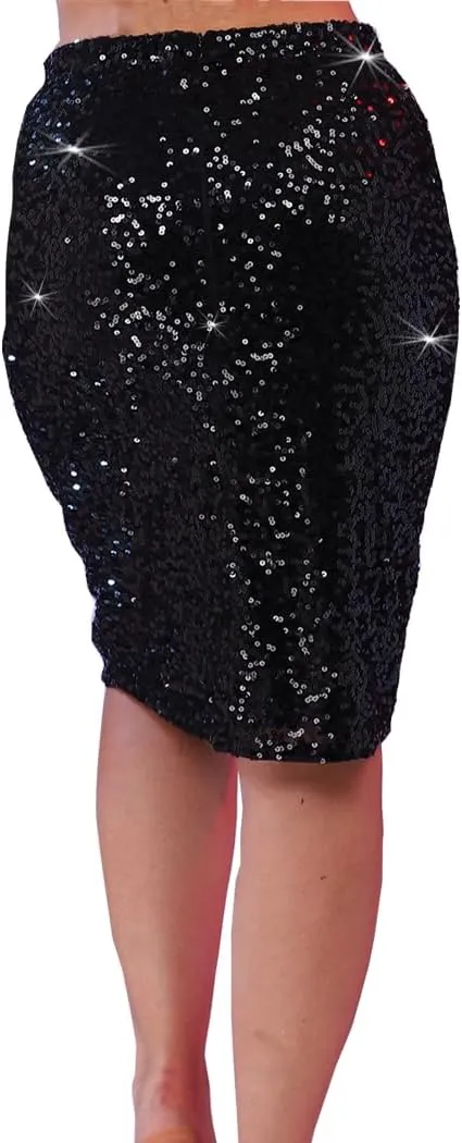 Women's Sequin Skirt Stretchy Bodycon High Waist Glitter Sequins Pencil Skirts for Women Party Night.