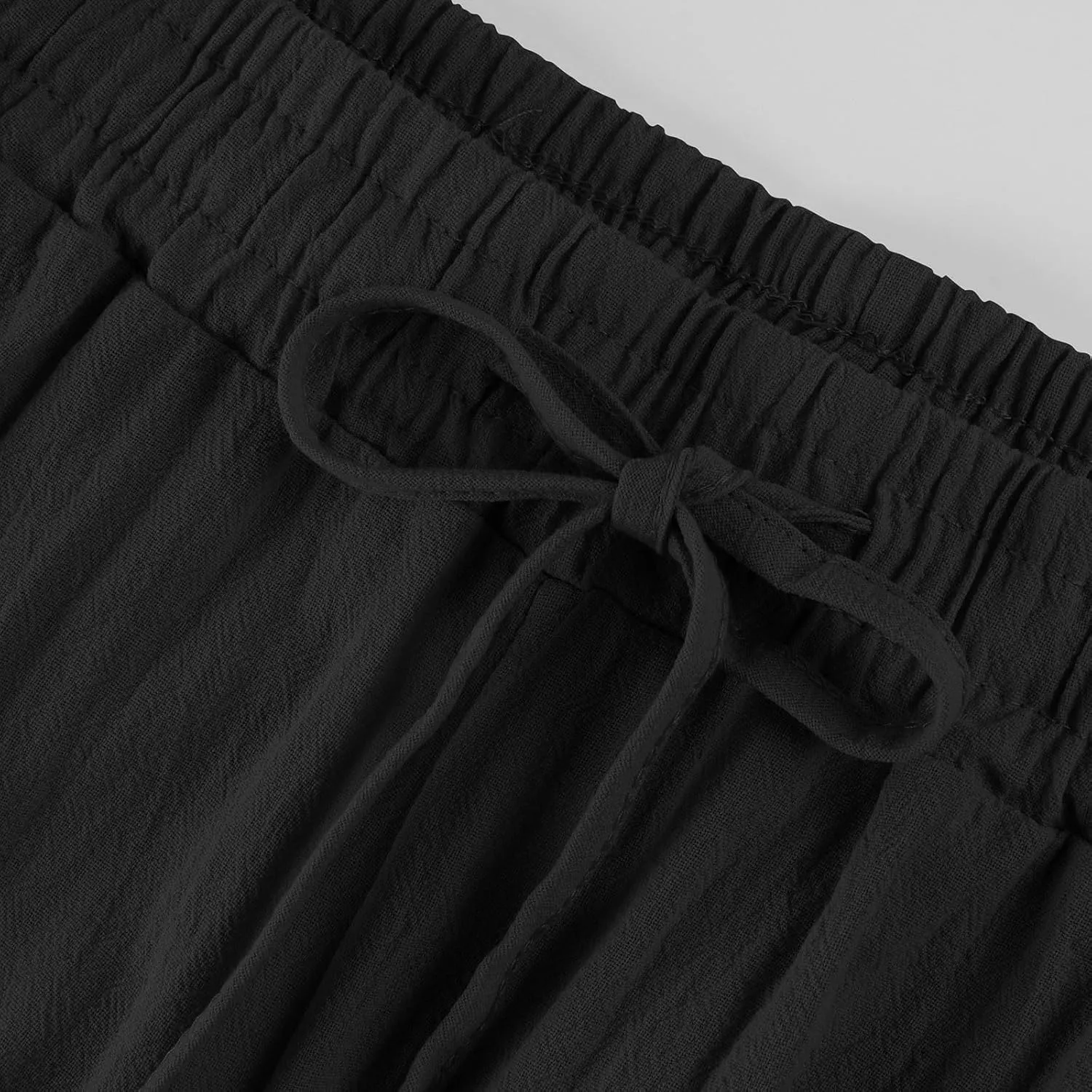 Womens Summer/Fall Casual Pants Straight Leg Drawstring Elastic High Waist Loose Comfy Palazzo Trousers with Pockets