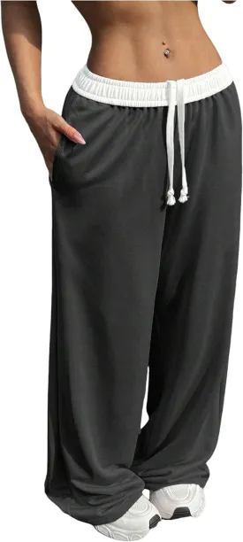 ZAFUL Wide Leg Sweatpants Women Trendy Interior Drawstring Baggy Sweatoants Loose Casual Jogger Pant with Pockets 2025