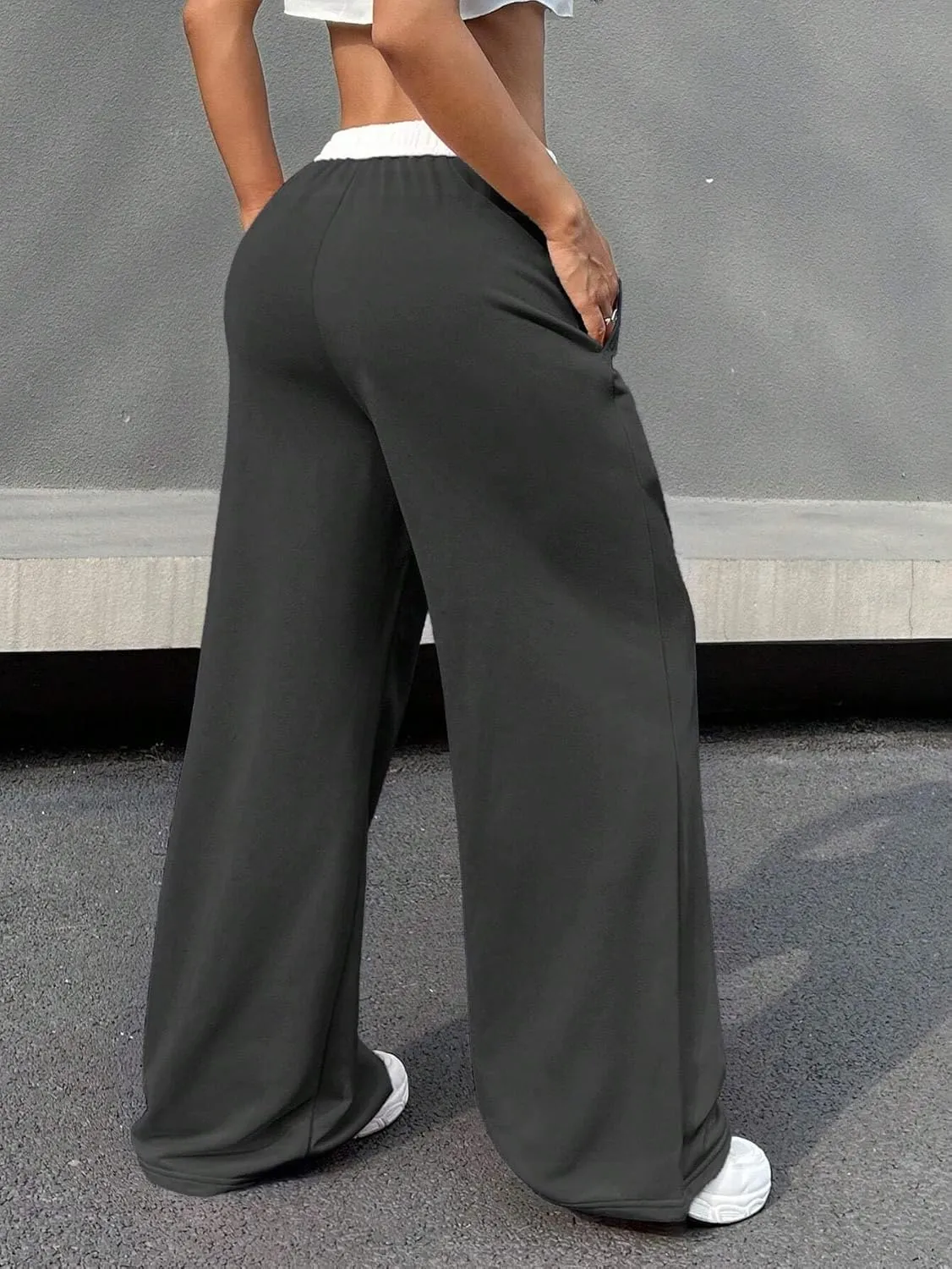 ZAFUL Wide Leg Sweatpants Women Trendy Interior Drawstring Baggy Sweatoants Loose Casual Jogger Pant with Pockets 2025
