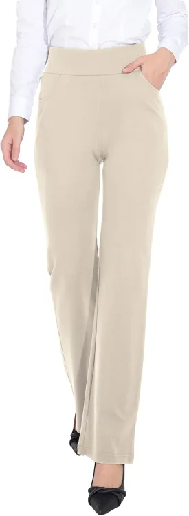 ZTN Women's High Waist Pull-On Dress Pants Tummy Control Work Pants for Business Casual Trousers with 4 Pockets